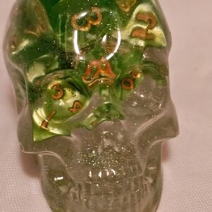 Green and Gold Skull Art Piece